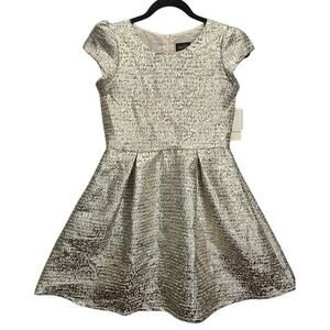 Laundry By Shelli Segal Gold Blue Sparkle Occasion Dress NWT Size 12 Full Slip